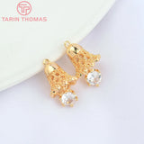 6PCS 9.5x15MM 24K Brass Zircon Bell Charms Pendants DIY Jewelry Findings