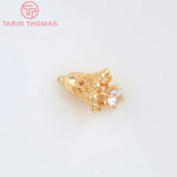 6PCS 9.5x15MM 24K Brass Zircon Bell Charms Pendants DIY Jewelry Findings