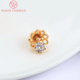6PCS 9.5x15MM 24K Brass Zircon Bell Charms Pendants DIY Jewelry Findings