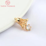 6PCS 9.5x15MM 24K Brass Zircon Bell Charms Pendants DIY Jewelry Findings
