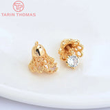 6PCS 9.5x15MM 24K Brass Zircon Bell Charms Pendants DIY Jewelry Findings