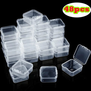 48PCS Mini Clear Plastic Storage Containers with Lids for Beads Jewelry Tools