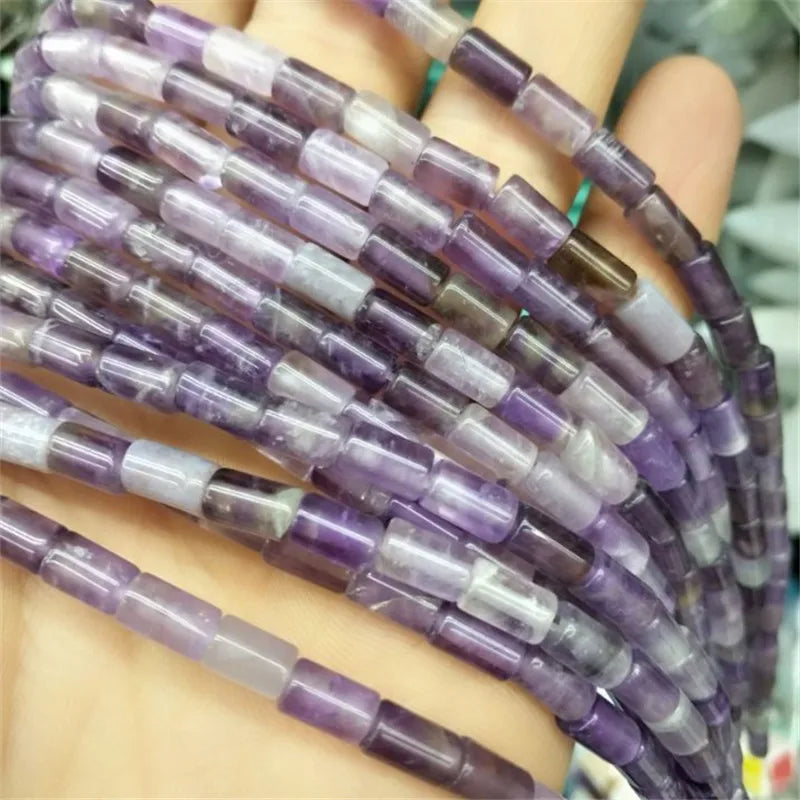48PCS Amethyst Tube Shape 5X8MM Loose Beads for Bracelets DIY