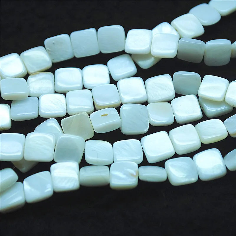 48PCS Mother Of Pearl Shell Square Beads 8X8MM Colors  Accessories