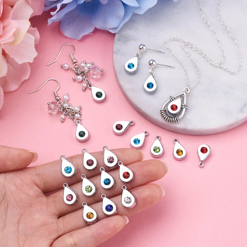 48Pcs Birthstone Style Rhinestone Charms for Jewelry Making