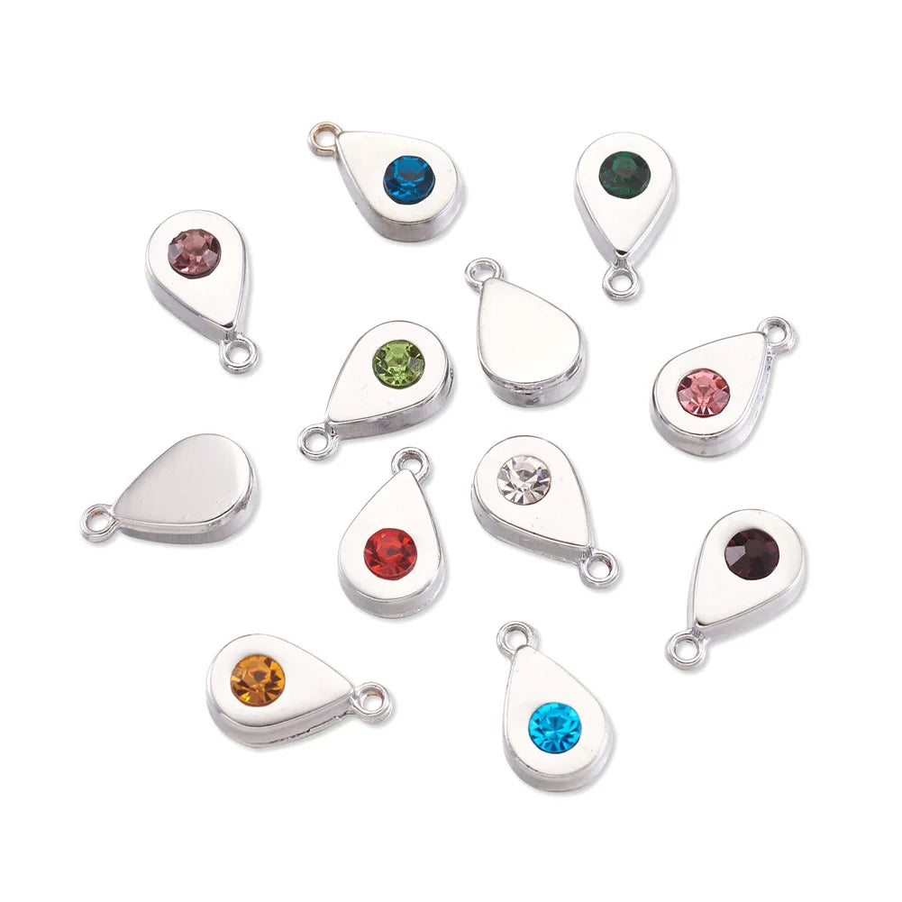 48Pcs Birthstone Style Rhinestone Charms for Jewelry Making