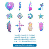 48Pcs 12 Styles Etched Metal Embellishments Multi-color