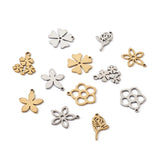 48Pcs 304 Stainless Steel Flower Pendants Mixed Metal Charms for DIY Jewelry