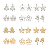 48Pcs 304 Stainless Steel Flower Pendants Mixed Metal Charms for DIY Jewelry