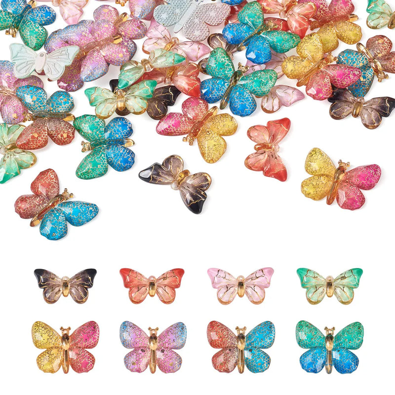 48Pcs Butterfly Resin Pendants for DIY Jewelry Making