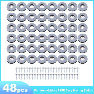 48Pcs Furniture Gliders PTFE Sliders Floor Protector for Tiled Hardwood Floors