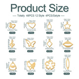 48Pcs Golden 201 Stainless Steel Charms Necklace Bracelet Pendant DIY Making