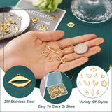 48Pcs Golden 201 Stainless Steel Charms Necklace Bracelet Pendant DIY Making
