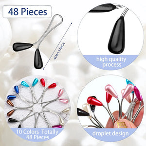 48Pcs Hijab Pins Faux Pearl Scarf Clips U Shaped DIY Boutonniere Pin Decorative