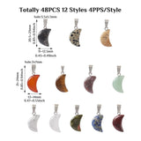 48Pcs Assorted Turquoise Quartz Charms Moon Pendant for DIY Jewelry Making