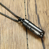 48mm Steel Glass Tube Urn Pendant Necklace for Ashes Hair Ash Holder Casket