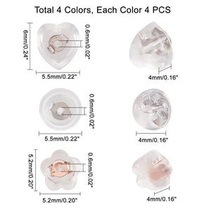 48pairs Silicone Ear Nuts Mixed Shapes Hypoallergenic Earrings Back Stoppers