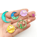48pcs/16pcs Enamel Metal Charms Universe DIY Jewelry Making