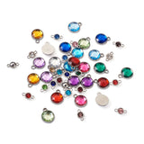 48pcs Platinum Plated Glass Rhinestone Charms for DIY Jewelry Making