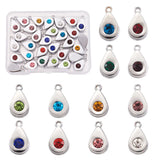 48pcs Platinum Plated Glass Rhinestone Charms for DIY Jewelry Making