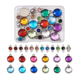 48pcs Platinum Plated Glass Rhinestone Charms for DIY Jewelry Making