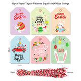 48pcs Easter Gift Tags Rabbit Printed Hang Tag Party Decoration Gift Packaging