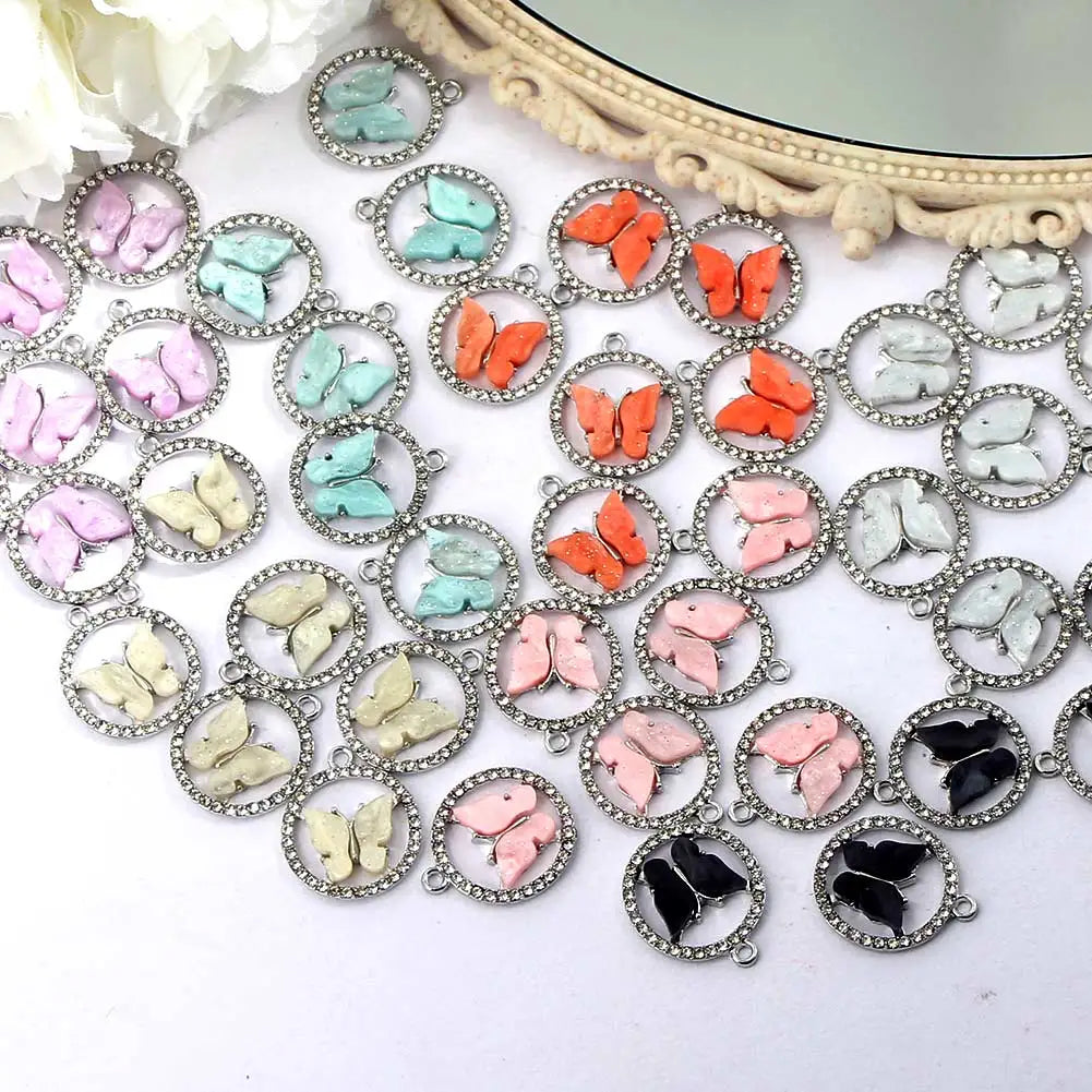 48pcs Multicolor Butterfly Rhinestone Pendant Kit - DIY Earring Jewelry Making