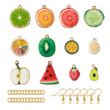 48pcs Fruit Theme Enamel Pendants DIY Earrings Kit with Hooks & Rings