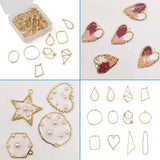 48pcs Golden Charm Hollow Glue Blank Pendant Tray Bezel Charms DIY Mold
