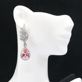 Deluxe Pink Kunzite Zircon Silver Earrings, 10.6g