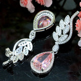 Deluxe Pink Kunzite Zircon Silver Earrings, 10.6g