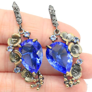 Bohemia Aquamarine Pink Kunzite Tanzanite Silver Earrings