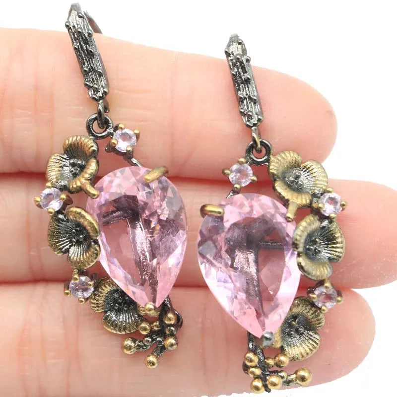 Bohemia Aquamarine Pink Kunzite Tanzanite Silver Earrings