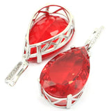 Red Blood Ruby CZ 925 Silver Earrings for Woman's Dating