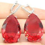Red Blood Ruby CZ 925 Silver Earrings for Woman's Dating