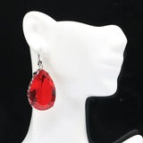 Red Blood Ruby CZ 925 Silver Earrings for Woman's Dating