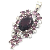 Purple Amethyst Rich Aquamarine CZ Silver Pendant for Wedding