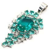 Purple Amethyst Rich Aquamarine CZ Silver Pendant for Wedding