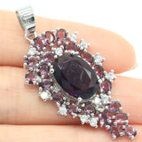 Purple Amethyst Rich Aquamarine CZ Silver Pendant for Wedding