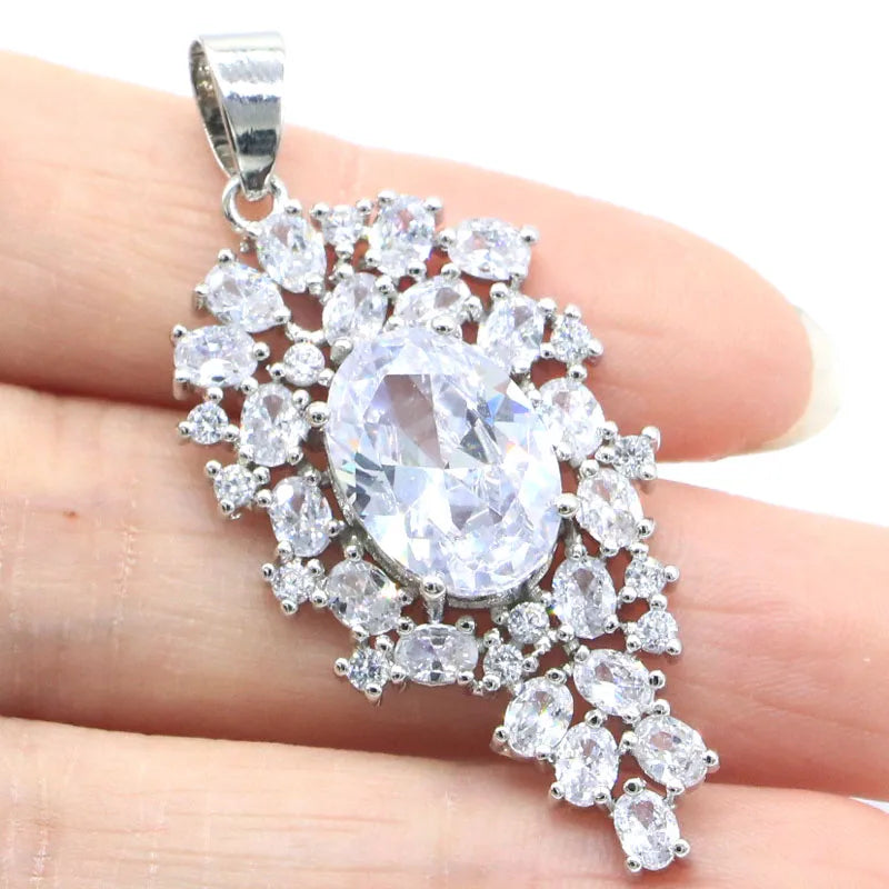 Gorgeous Long Sapphire Tanzanite CZ Silver Pendant
