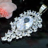 Gorgeous Long Sapphire Tanzanite CZ Silver Pendant