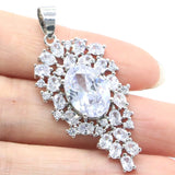 Gorgeous Long Sapphire Tanzanite CZ Silver Pendant