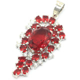 Violet Tanzanite Green Peridot Pink Tourmaline Red Blood Ruby CZ Silver Pendant