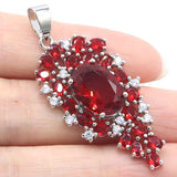 Violet Tanzanite Green Peridot Pink Tourmaline Red Blood Ruby CZ Silver Pendant