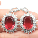 Pink Raspberry Rhodolite Garnet CZ Jewelry Set for Sister Dating