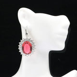 Pink Raspberry Rhodolite Garnet CZ Jewelry Set for Sister Dating