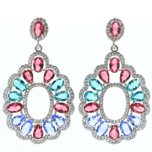 Violet Tanzanite Rhodolite Garnet Aquamarine Silver Earrings