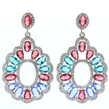 Violet Tanzanite Rhodolite Garnet Aquamarine Silver Earrings