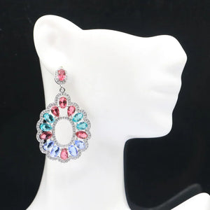 Violet Tanzanite Rhodolite Garnet Aquamarine Silver Earrings