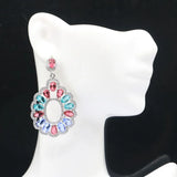 Violet Tanzanite Rhodolite Garnet Aquamarine Silver Earrings